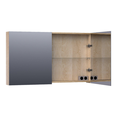 BRAUER Plain Spiegelkast - 120x70x15cm - 2 links/rechtsdraaiende spiegeldeuren - MFC - legno calore