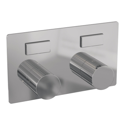 BRAUER Stripe Thermostatische Badkraan - drukknoppen - SET 04 - inbouw - uitloop - 3-standen handdouche - doucheslang - wandaansluitbocht - chroom