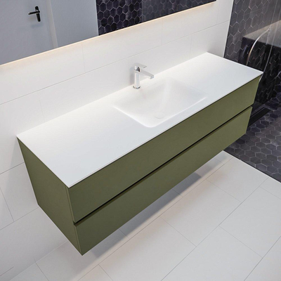 Mondiaz VICA ensemble de meuble de salle de bain - 150cm - meuble sous-vasque armée - 2 tiroirs - lavabo nuage milieu - 1 trou de robinet - version XL 60cm haut