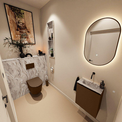 MONDIAZ TURE-DLUX 40cm toiletmeubel Rust. EDEN wastafel Glace positie midden. Zonder kraangat.
