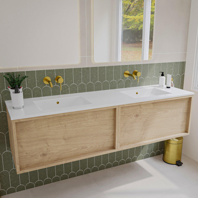 Saniclass Holz Frame Meuble sous lavabo de salle de bains - 160x45x40cm - 2 tiroirs - Chêne naturel