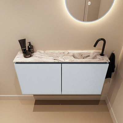 MONDIAZ TURE-DLUX 100cm toiletmeubel Clay. EDEN wastafel Glace positie rechts. Met 1 kraangat.