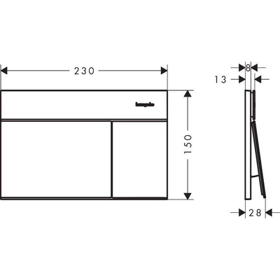 hansgrohe iFrame Element E Bedieningsplaat - 23x15cm - dual flush - mat zwart