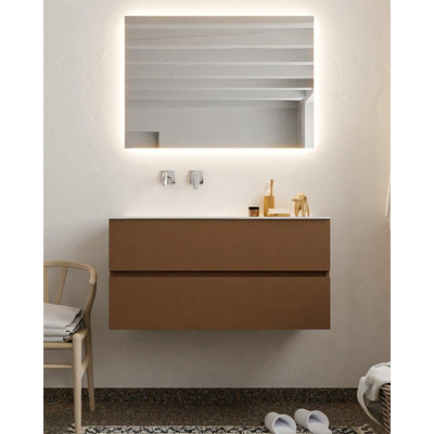 Mondiaz VICA ensemble de meuble de salle de bain - 100cm - meuble sous-vasque repos - 2 tiroirs - lavabo moon gauche - sans trou de robinet version XL 60cm de haut