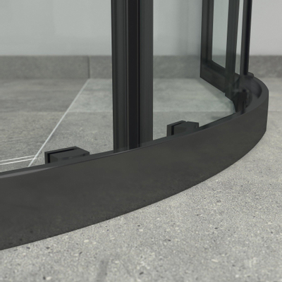 Marenza Slide Quick Fit Douchecabine - kwartrond - 90x90x195cm - helder glas - anti kalk - mat zwart