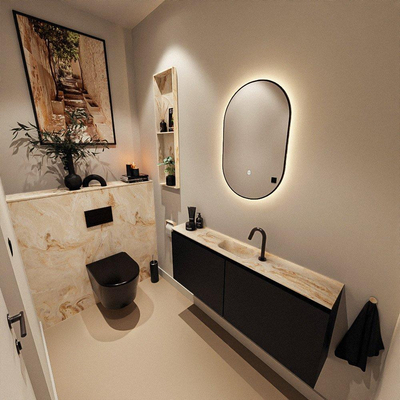 MONDIAZ TURE-DLUX 120cm toiletmeubel Urban. EDEN wastafel Frappe positie midden. Met 1 kraangat.