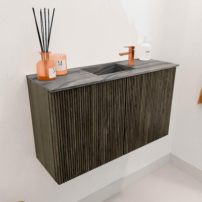 Mondiaz JOYA-DLUX 70cm toiletmeubel - kleur Shadow - Wastafel FAYE positie Midden 1 kraangat kleur Sombra.