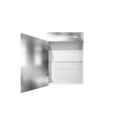 BRAUER Double Face Spiegelkast - 60x70x15cm - verlichting - geintegreerd - 1 linksdraaiende spiegeldeur - MDF - hoogglans wit