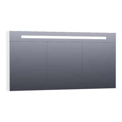 BRAUER Double Face Spiegelkast - 140x70x15cm - verlichting - geintegreerd - 3 links- rechtsdraaiende spiegeldeur - MDF - hoogglans wit