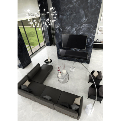 EnergieKer Onyx ek - Carrelage mural et sol - 60x120cm - rectifié - effet pierre naturelle - Black pulido (noir)