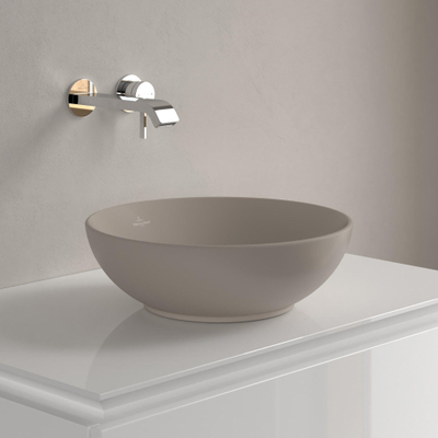 Villeroy & Boch Loop & Friends opzetwastafel - 38x38cm - zonder kraangat - met overloop CeramicPlus - mat almond (beige)