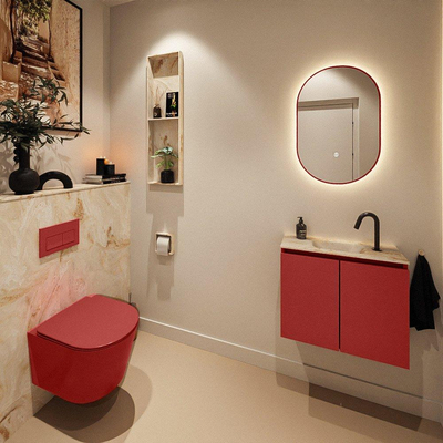 MONDIAZ TURE-DLUX meuble WC 60 cm Fire. EDEN lavabo Frappe position milieu. Avec 1 trou de robinet.