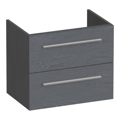 BRAUER Trust wastafelonderkast ondiep 60 excl. opbouwgrepen 2 softclose lades en 1 sifon uitsparing - Timber Grey