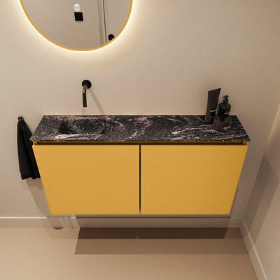 MONDIAZ TURE-DLUX Meuble toilette - 100cm - Ocher - EDEN - vasque Lava - position gauche - sans trou de robinet