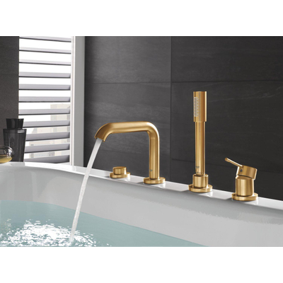 Grohe Essence New afbouwdeel voor 4-gats badrandcombinatie met omstel incl. baduitloop, handdouche en doucheslang 200cm brushed cool sunrise TWEEDEKANS
