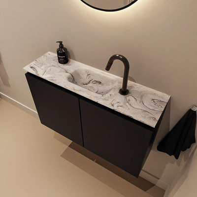 MONDIAZ TURE-DLUX 80cm toiletmeubel Urban. EDEN wastafel Glace positie midden. Met 1 kraangat.