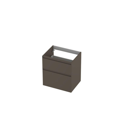 INK Wastafelonderkast - 60x45x65cm - 2 lades - greeploos - MDF lak - Mat taupe