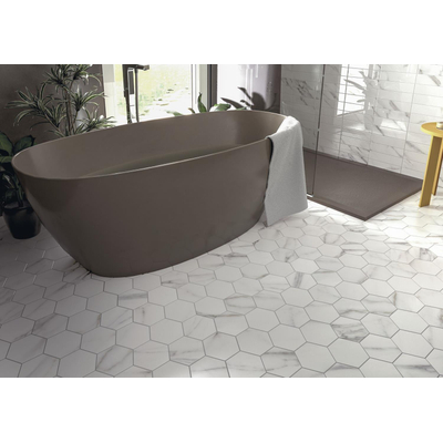 ÉCHANTILLON Terravito Alpuro carreau mural et de sol - 15x17cm - 9mm - Hexagone - Aspect marbre - Blanc mat