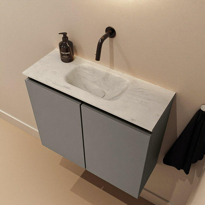 MONDIAZ TURE-DLUX 60cm toiletmeubel Smoke. EDEN wastafel Opalo positie midden. Zonder kraangat.