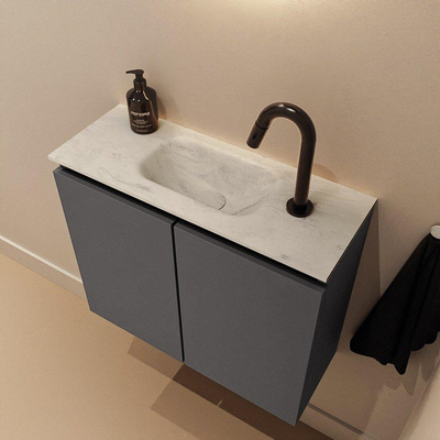 MONDIAZ TURE-DLUX Meuble de toilette 60 cm Dark Grey. Lavabo EDEN Opalo position milieu. Avec 1 trou de robinet.