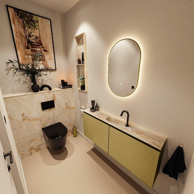 MONDIAZ TURE-DLUX 120cm toiletmeubel Oro. EDEN wastafel Frappe positie midden. Met 1 kraangat.