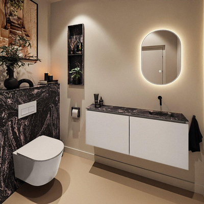MONDIAZ TURE-DLUX 120cm toiletmeubel Linen. EDEN wastafel Lava positie rechts. Zonder kraangat.