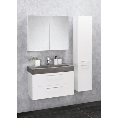 Differnz Somero Ensemble salle de bains 60x54x38cm lavabo béton FSC Blanc brillant