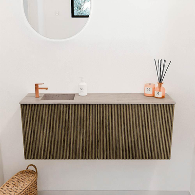 Mondiaz JOYA-DLUX 100cm toiletmeubel - kleur Dusk - Wastafel FAYE positie Links 1 kraangat kleur Saba.