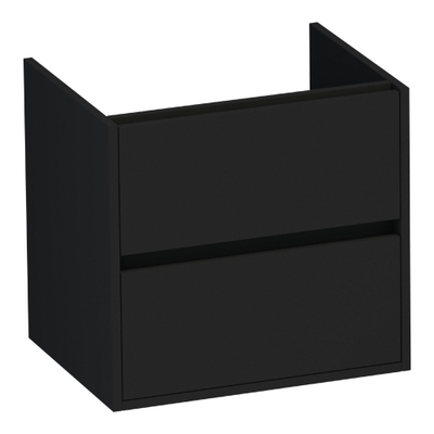 BRAUER Adore meuble sous-lavabo - 60x46x55cm - 2 tiroirs softclose - sans poignée - 1 découpe pour siphon - noir mat