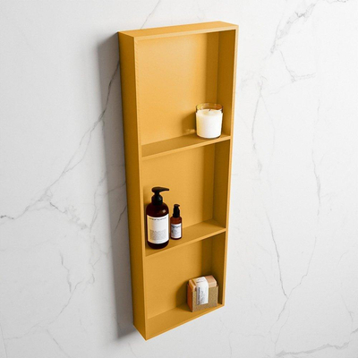 Mondiaz Easy nis 29.5x89.5x8cm voor Inbouw/opbouw 3 open vakken Solid surface Ocher/Ocher