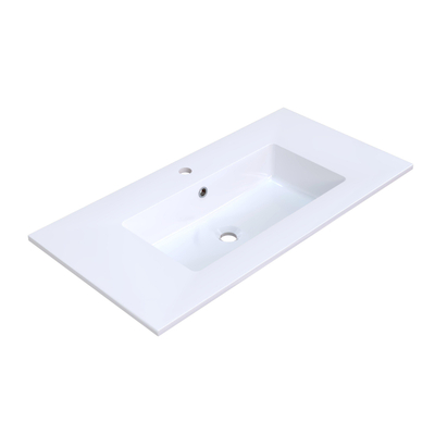 Arcqua Mira Lavabo encastré - 91x46x1.5cm - simple vasque - 1 trou de robinet - marbre de synthèse - blanc brillant