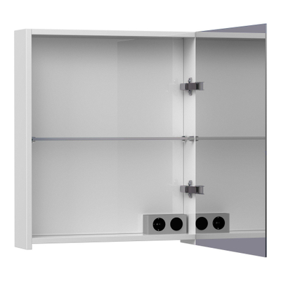 BRAUER Plain Spiegelkast - 60x70x15cm - 1 rechtsdraaiende spiegeldeur - MDF - hoogglans wit