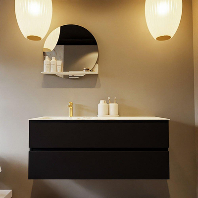 Mondiaz VICA-DLUX Ensemble de meuble de salle de bain - 120cm - meuble sous-vasque urban - 2 tiroirs - lavabo encastré cloud gauche - 1 trou de robinet - version haute de 60cm - frape