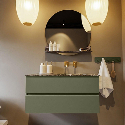 Mondiaz VICA-DLUX Ensemble de meuble de salle de bain - 100cm - meuble sous-vasque armée - 2 tiroirs - lavabo encastrée nuage droite - sans trous de robinet - version haute de 60cm - lave