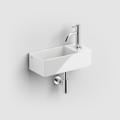Clou New Flush 3 Lave-main avec bonde et trou de robinet céramique blanc brillant
