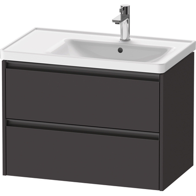 Duravit Ketho.2 Wastafelonderbouwkast - met 2 laden - voor waskom rechts - 78.4x45.5x54.9cm - met grepen antraciet - grafiet supermat