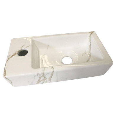 Wiesbaden Rhea S mini fontein links 36,5 x 18 x 9 cm keramiek carrara