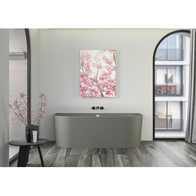 Plieger Kansas Baignoire semi-autoportante - 180x80x60cm - avec arrivée d'eau - avec garniture de vidage et de trop-plein - avec pieds - acrylique - gris ciment