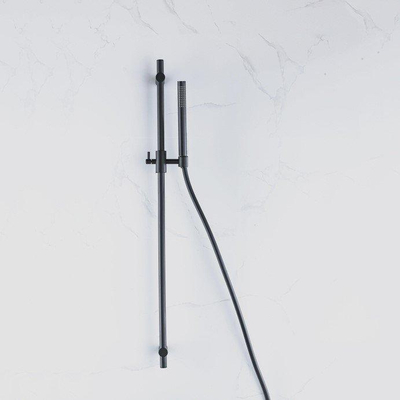 FortiFura Calvi Ensemble de douche avec barre curseur - douchette stylo - flexible lisse - Mat noir