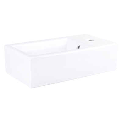 Differnz Force Set lave-mains 40x22x8cm 1 trou avec robinet droit et siphon + bonde or mat Rectangulaire Céramique Blanc