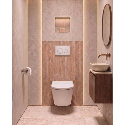 QeramiQ Dely Toiletset - 36.3x51.7cm - Geberit UP720 inbouwreservoir - rimless - diepspoel - 35mm zitting - softclose - bedieningsplaat mat wit - ronde knoppen - mat wit