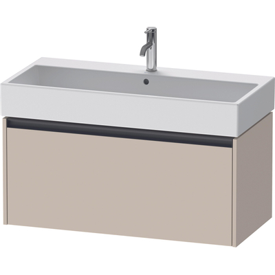 Duravit Ketho.2 Wastafelonderbouwkast - met 1 lade - 98.4x46x44cm - met greep antraciet - taupe supermat