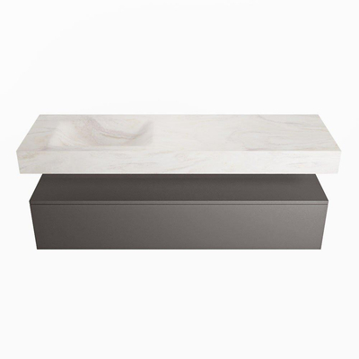 MONDIAZ ALAN - DLUX Badkamermeubelset - 150cm - onderkast - Dark grey - 1 lade - vrijhangende wastafel - wasbak links - 1 kraangat - Ostra