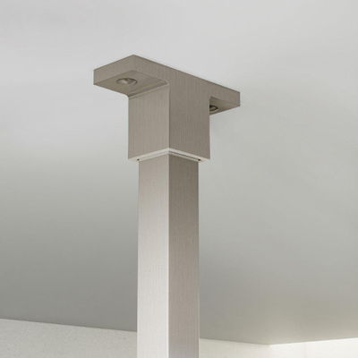 FortiFura Galeria Douche à l'italienne - 30x200cm - Verre nervuré - Bras plafond - Acier inoxydable brossé