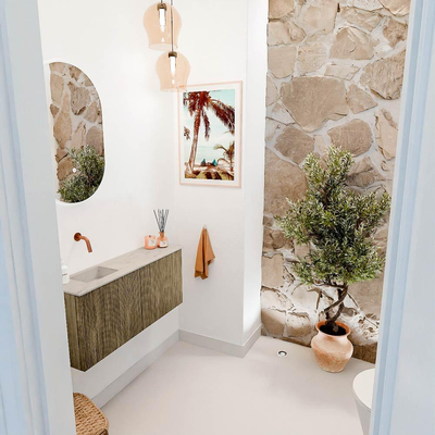 Mondiaz JOYA-DLUX 90cm toiletmeubel - kleur Dusk - Wastafel FAYE positie Links Zonder kraangat kleur Opalo.