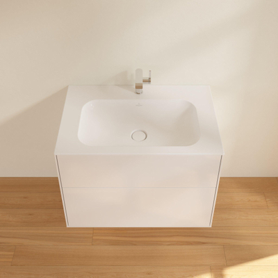 Villeroy & Boch Finion wastafelonderbouwkast met 2 ladenen 79.6x59.1x49.8cm v. meubelwast. 4164 80/81/84 glossy wit