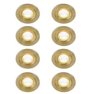 QAZQA Xena spot encastré - set de 8 - 8x8cm - IP44 - rond - or