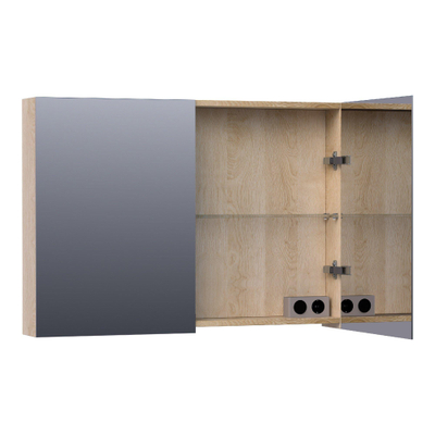 BRAUER Impress spiegelkast – 99x70x15 cm – 2 deuren, dubbelzijdige spiegeldeuren – Sunlit