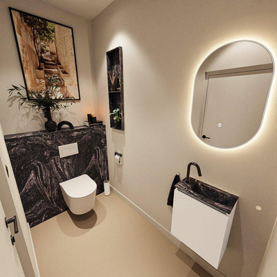 MONDIAZ TURE-DLUX 40cm toiletmeubel Talc. EDEN wastafel Lava positie rechts. Met 1 kraangat.