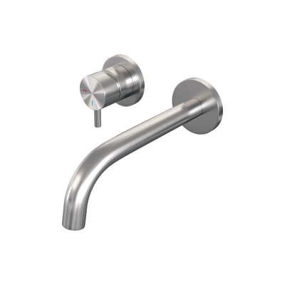 BRAUER Brushed Edition Wastafelmengkraan inbouw - gebogen uitloop rechts - hendel kort smal - inclusief inbouwdeel - model B2 PVD - geborsteld RVS